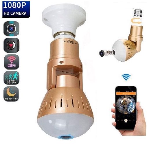 Outdoor Flood Light Bulbs: Light Bulb Security Camera ONEYES 1080P Smart Wireless IP Camera Light Panoramic Fisheye wifi
