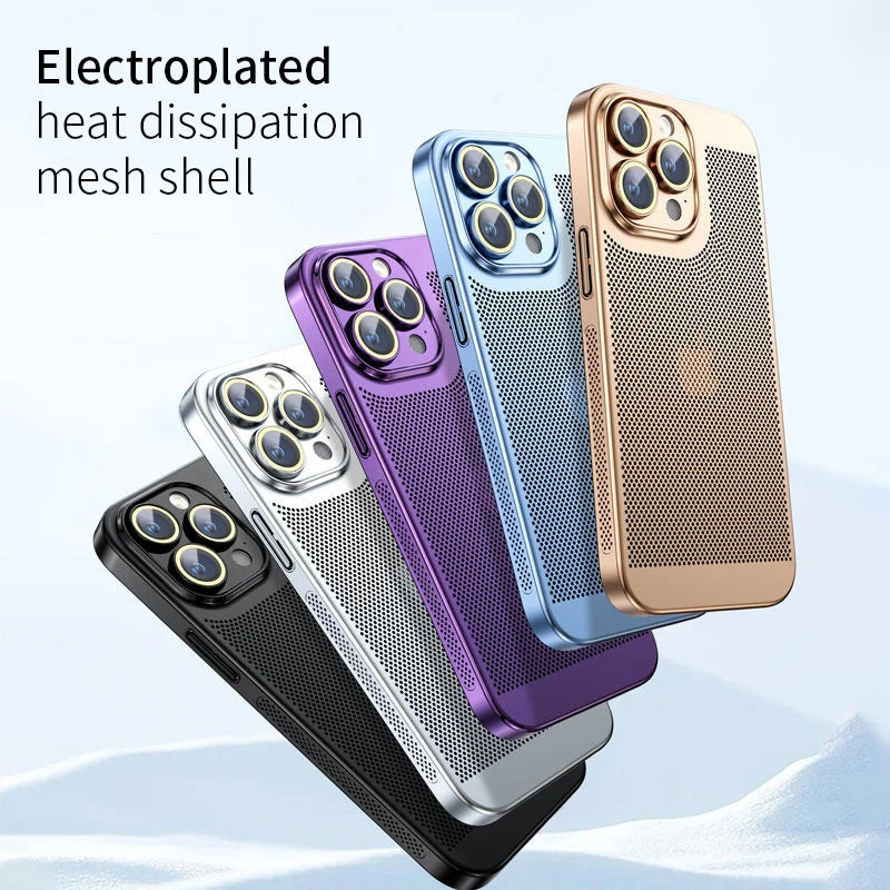 Electroplating Heat Dissipation Iphone Case 15 14 11 12 13 Pro Max 14Plus XS Max Mini Cover